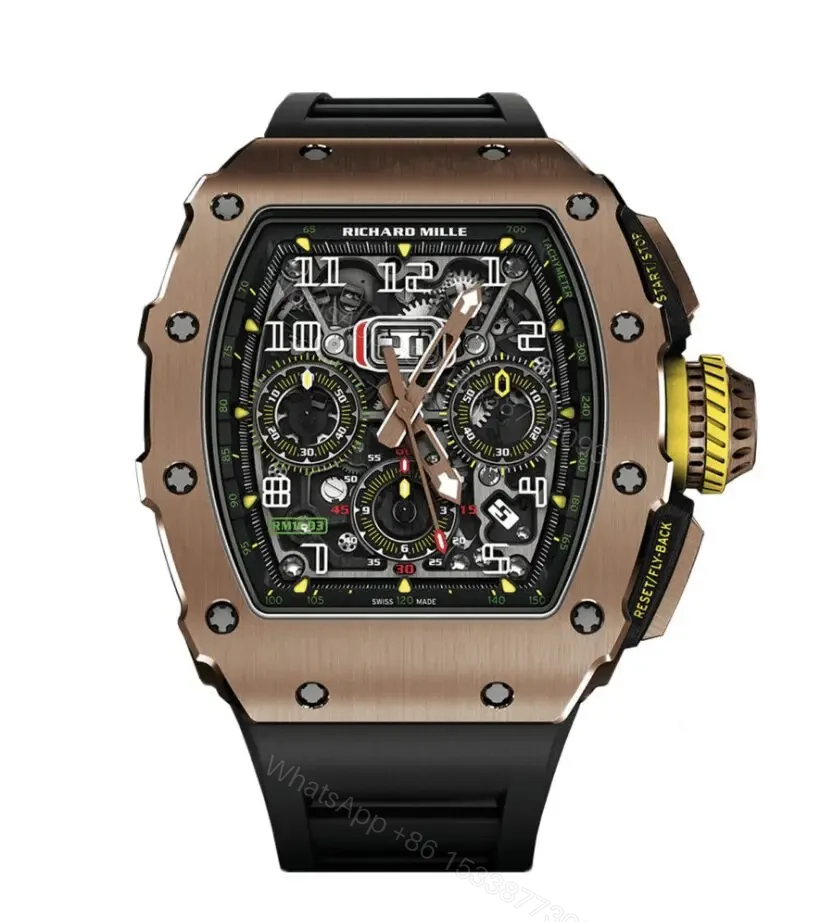 View 2 of Richard Mille Swiss Made Clone RM 11-03 Flyback Chronograph Full Rose Gold