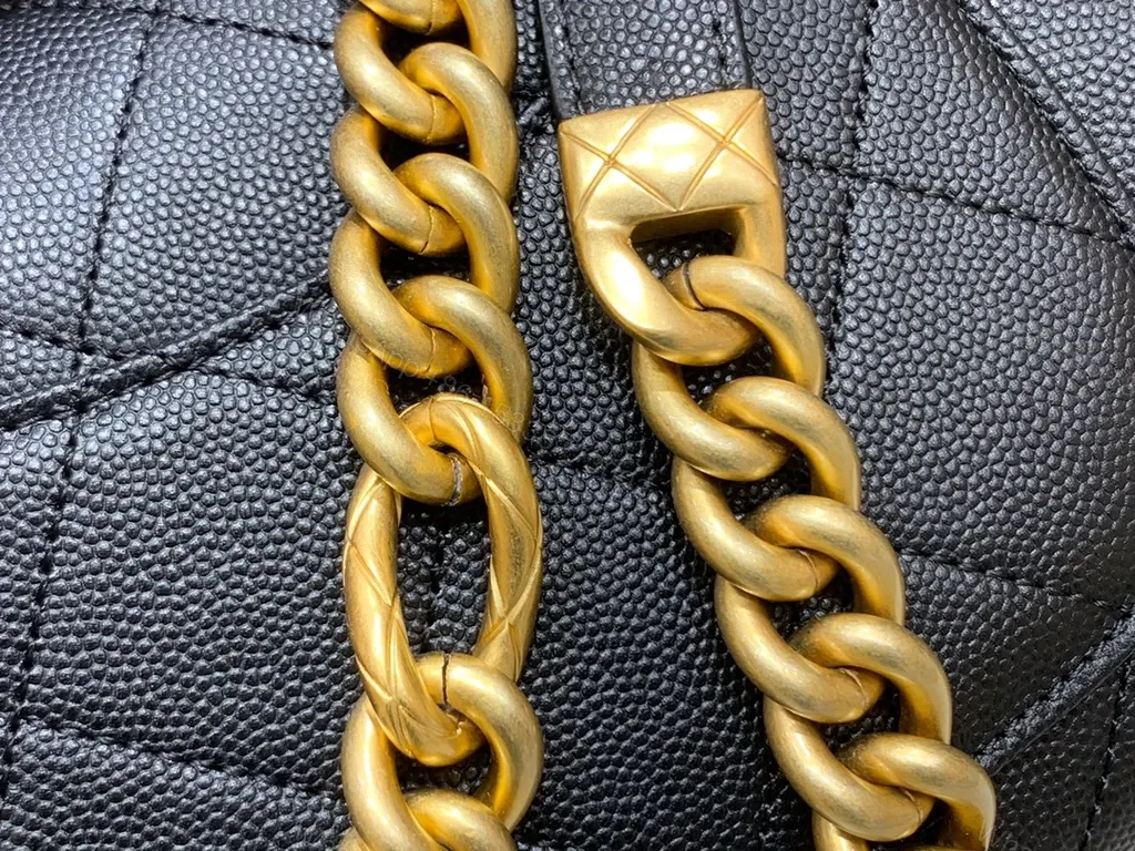 View 3 of Chanel-Inspired Quilted Black Leather Shoulder Bag