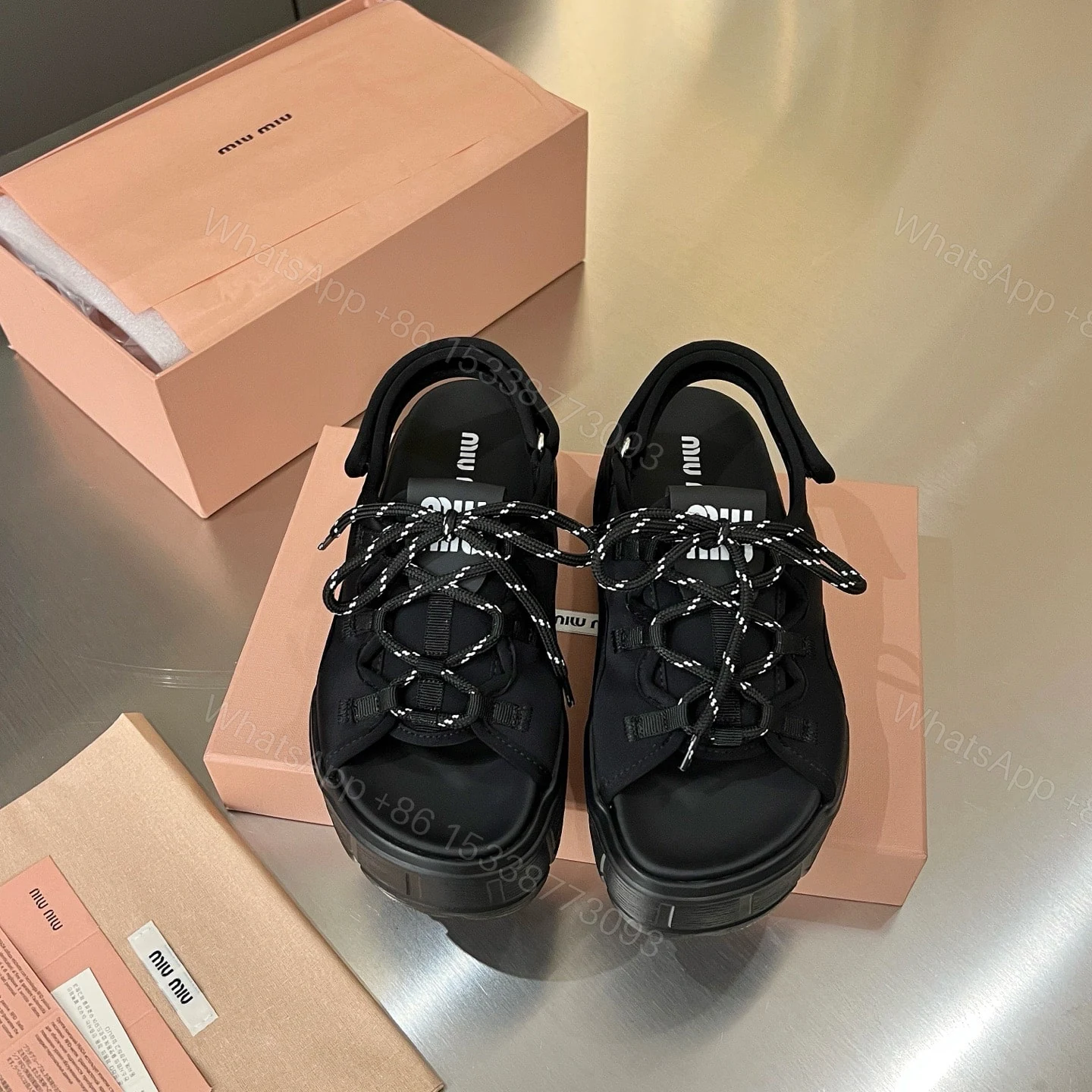 View 7 of MIUMIU CHUNKY NEOPRENE SANDALS BLACK 5X418E 30K F0002 F 050