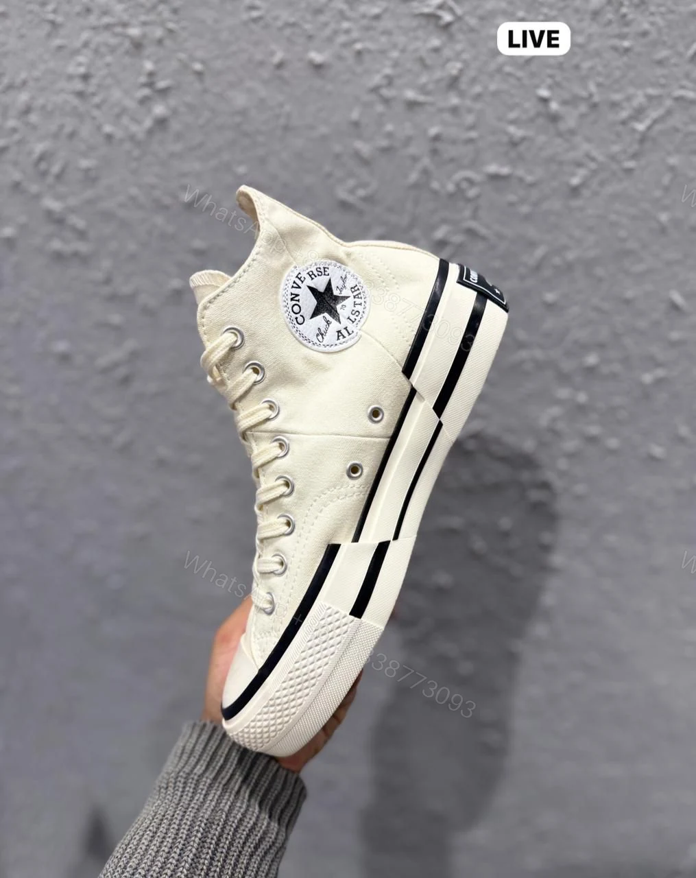 View 3 of First Copy Converse Chuck Mid Plus White Sneakers for Men