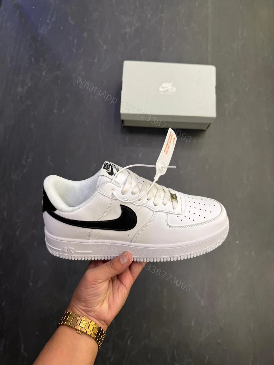 View 2 of FIRST COPY NIKE AIRFORCE ONE WHITE BLACK SWOOSH