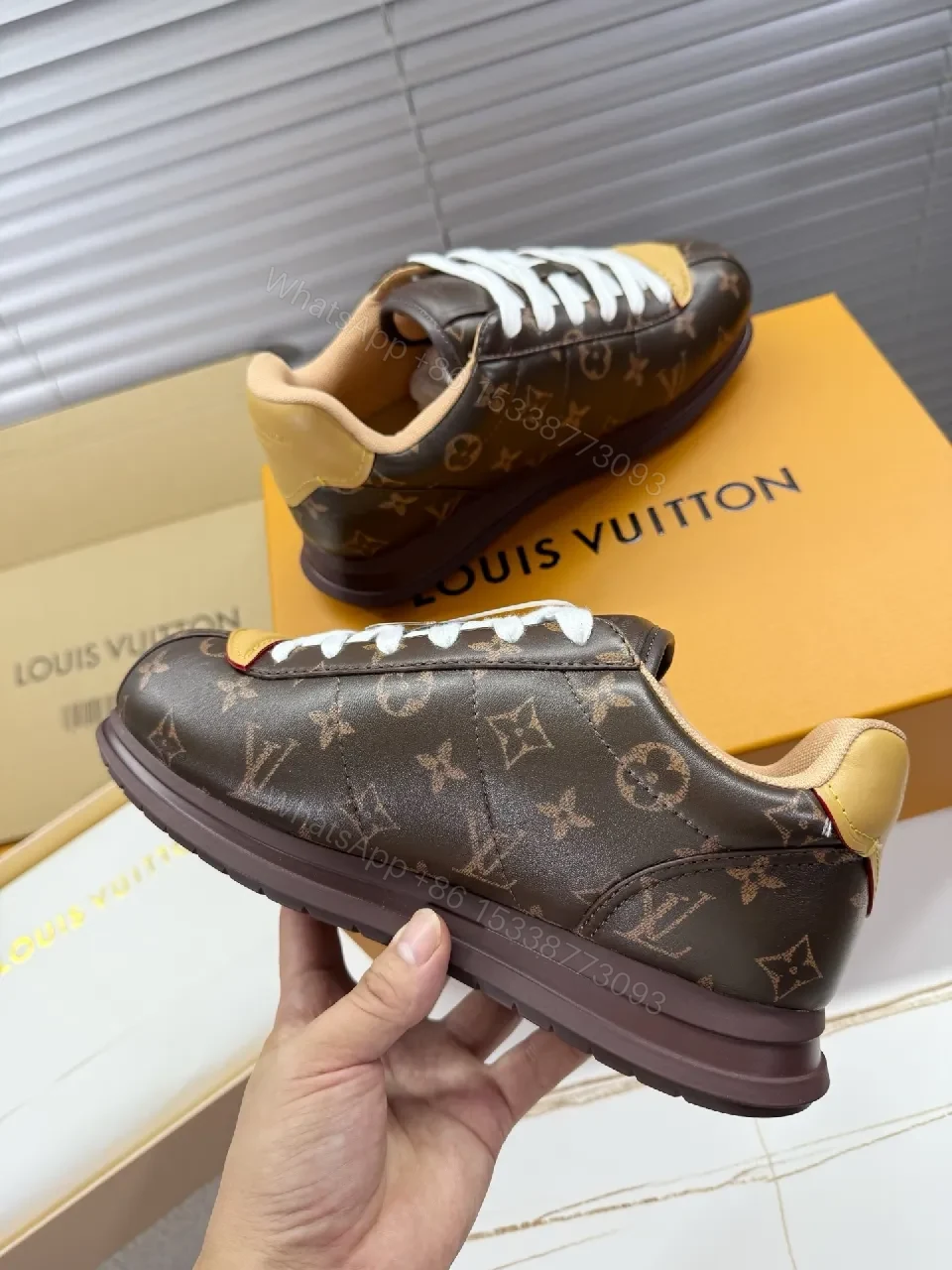 View 4 of Patterned Leather High-Top Sneakers: Luxe Monogram, Elevated Comfort