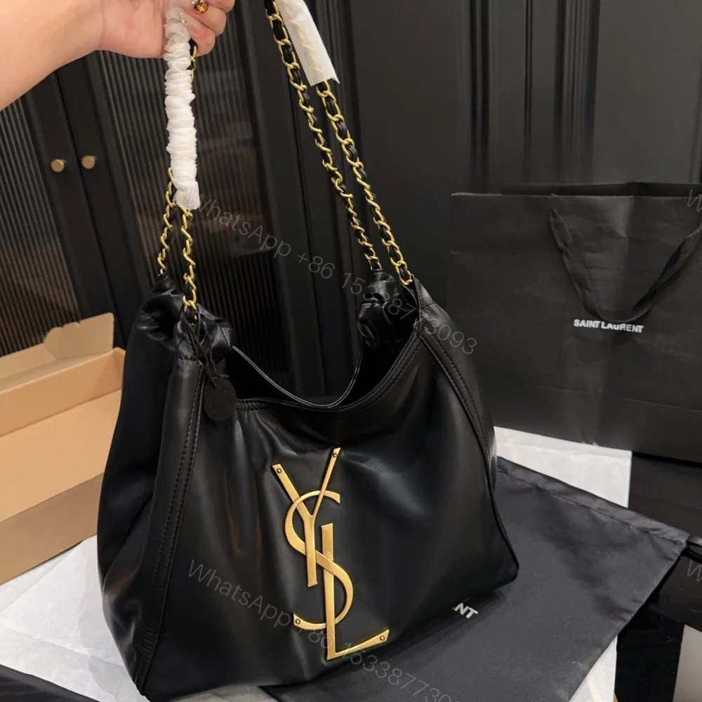 View 3 of Saint Laurent Chain Hobo Bag Black 30cm