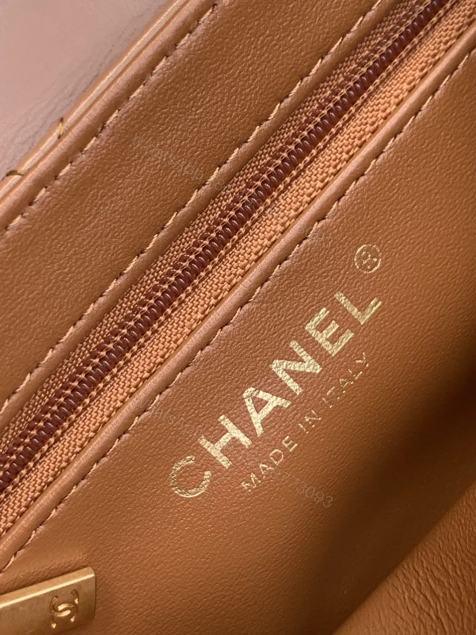 View 8 of Warm Caramel Quilted Leather Crossbody Bag - Structured Luxe