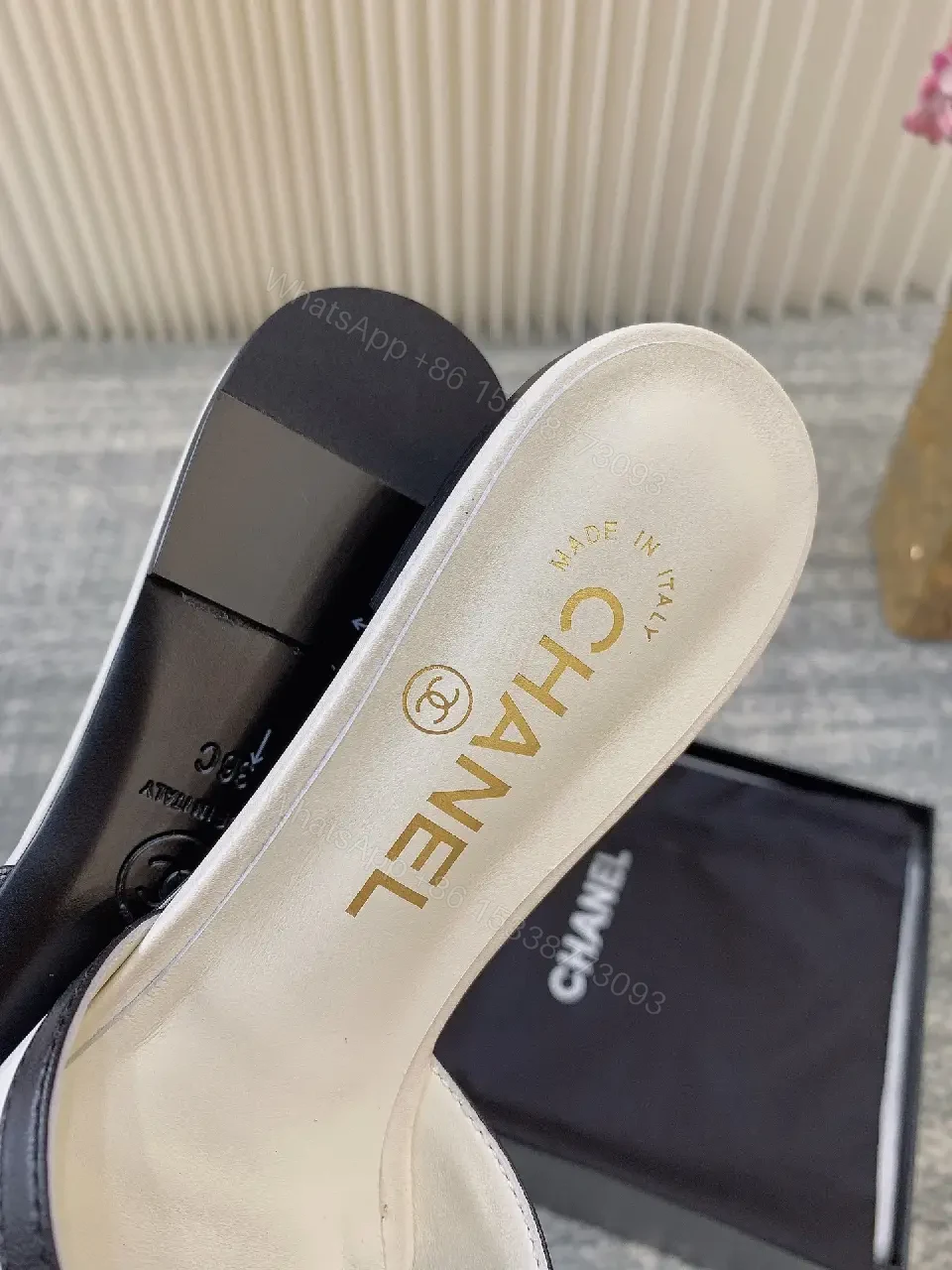 View 4 of Minimalist Luxury Slip-On Sandals with Logo Strap