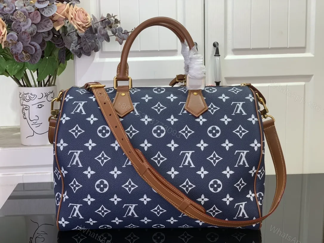 View 5 of Navy Canvas Monogram Weekender — Luxury Travel Bag
