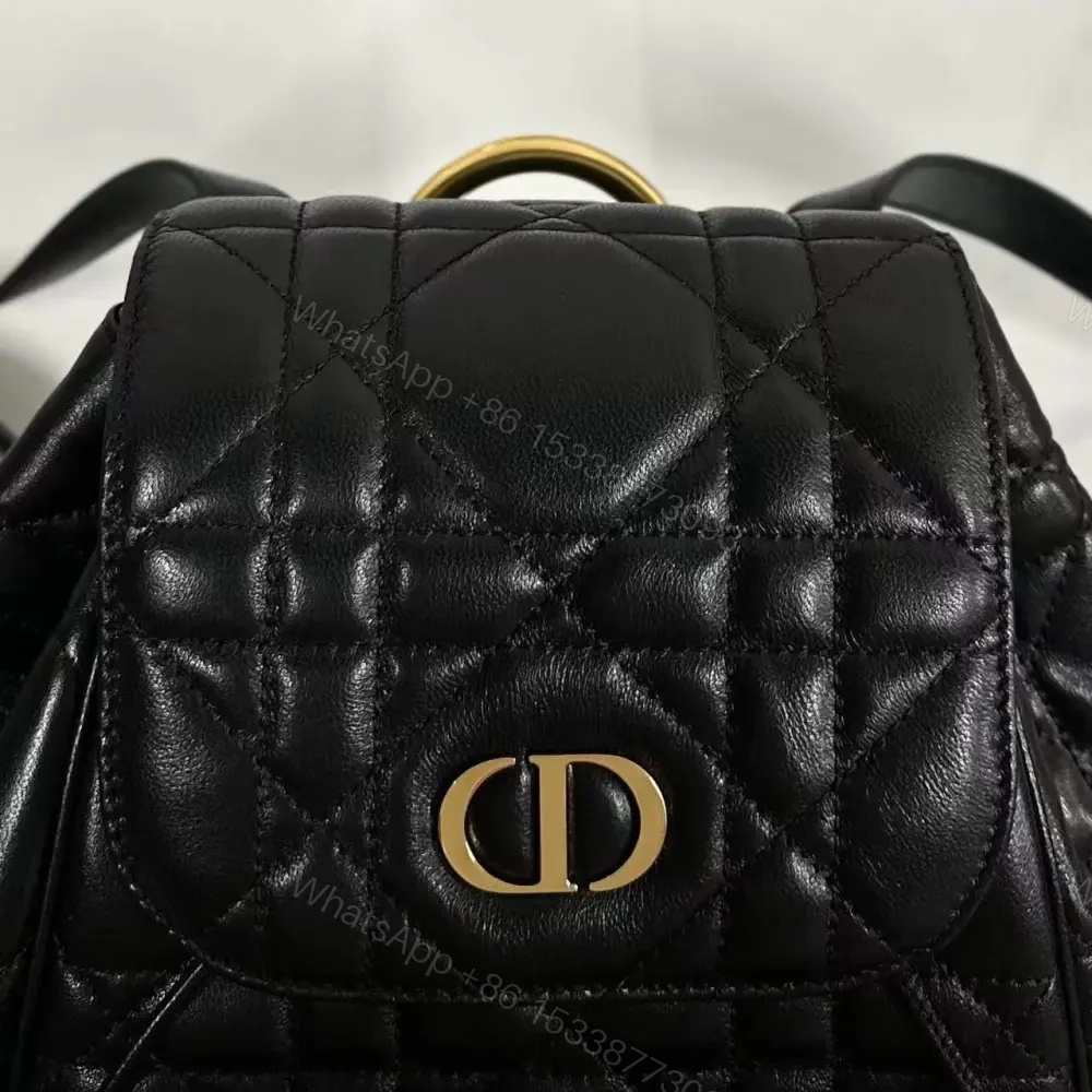 View 5 of 高仿Dior*Caro系列M6301M900小羊皮雙肩包黑色中號免檢版
