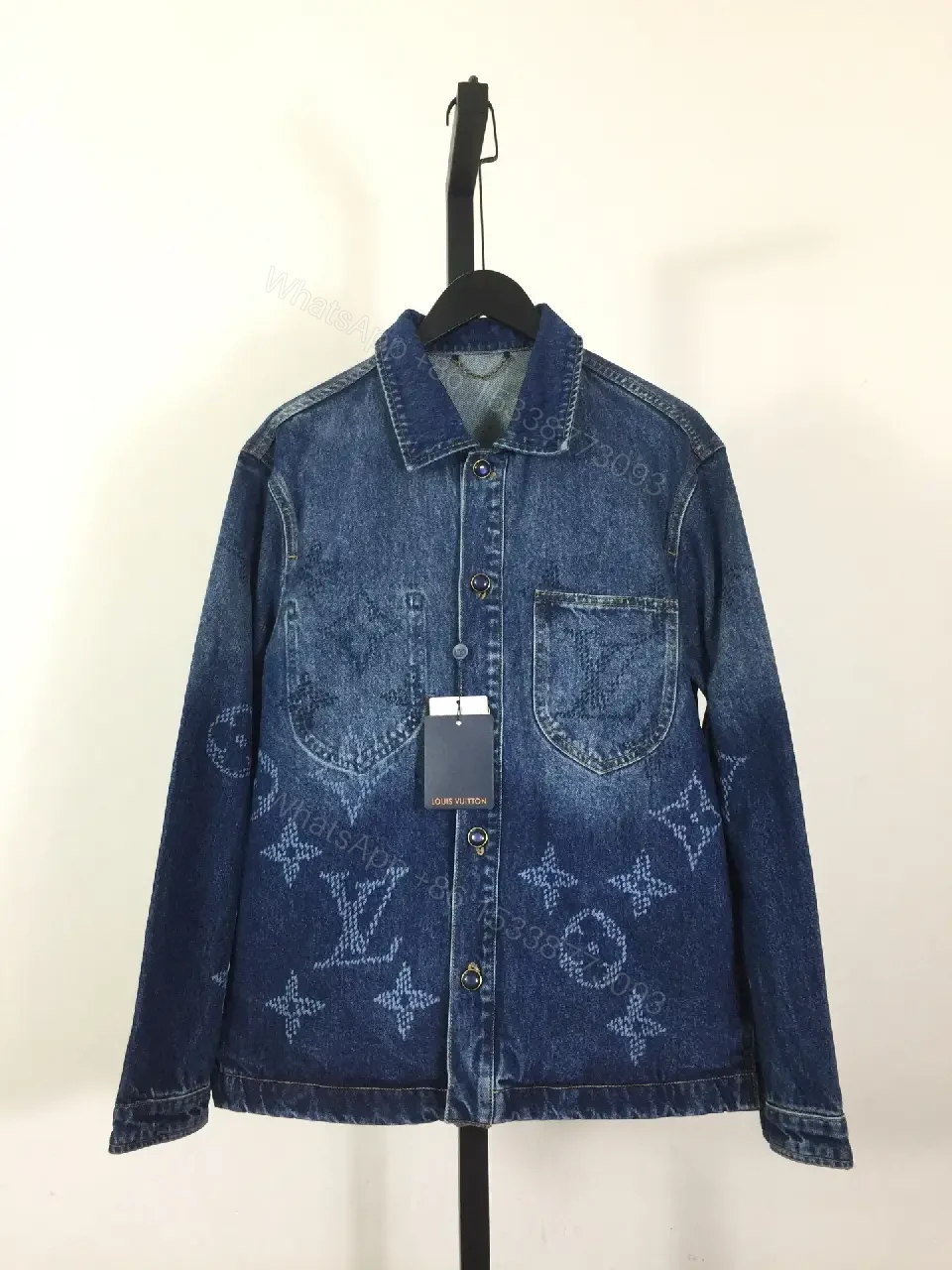 Modern Texture Denim Jacket with Monogram Details — view 1