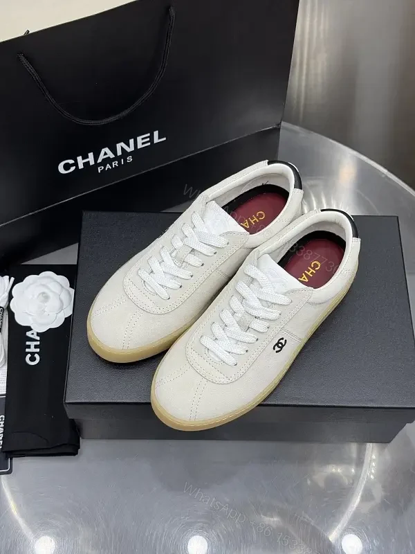 Beige Leather Style Sneakers with Gum Sole — view 1