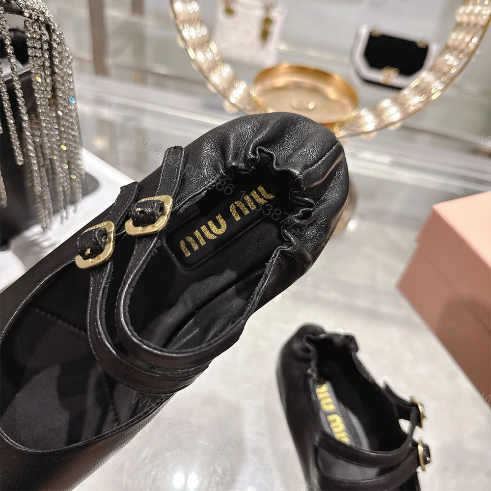 View 7 of MIUMIU Ruched Nappa Leather Ballet Flats 289031
