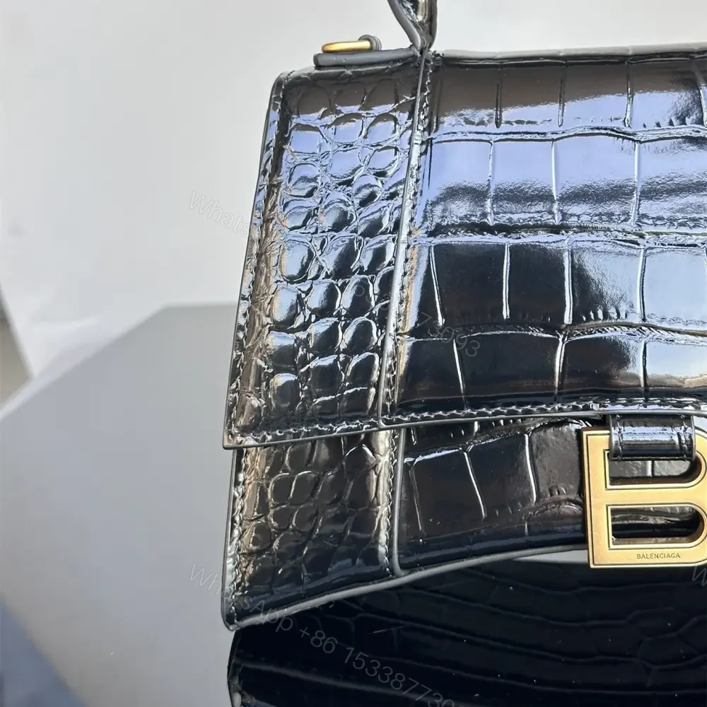 View 3 of 高仿BalenciagaHourglass系列鱷魚皮沙漏包S