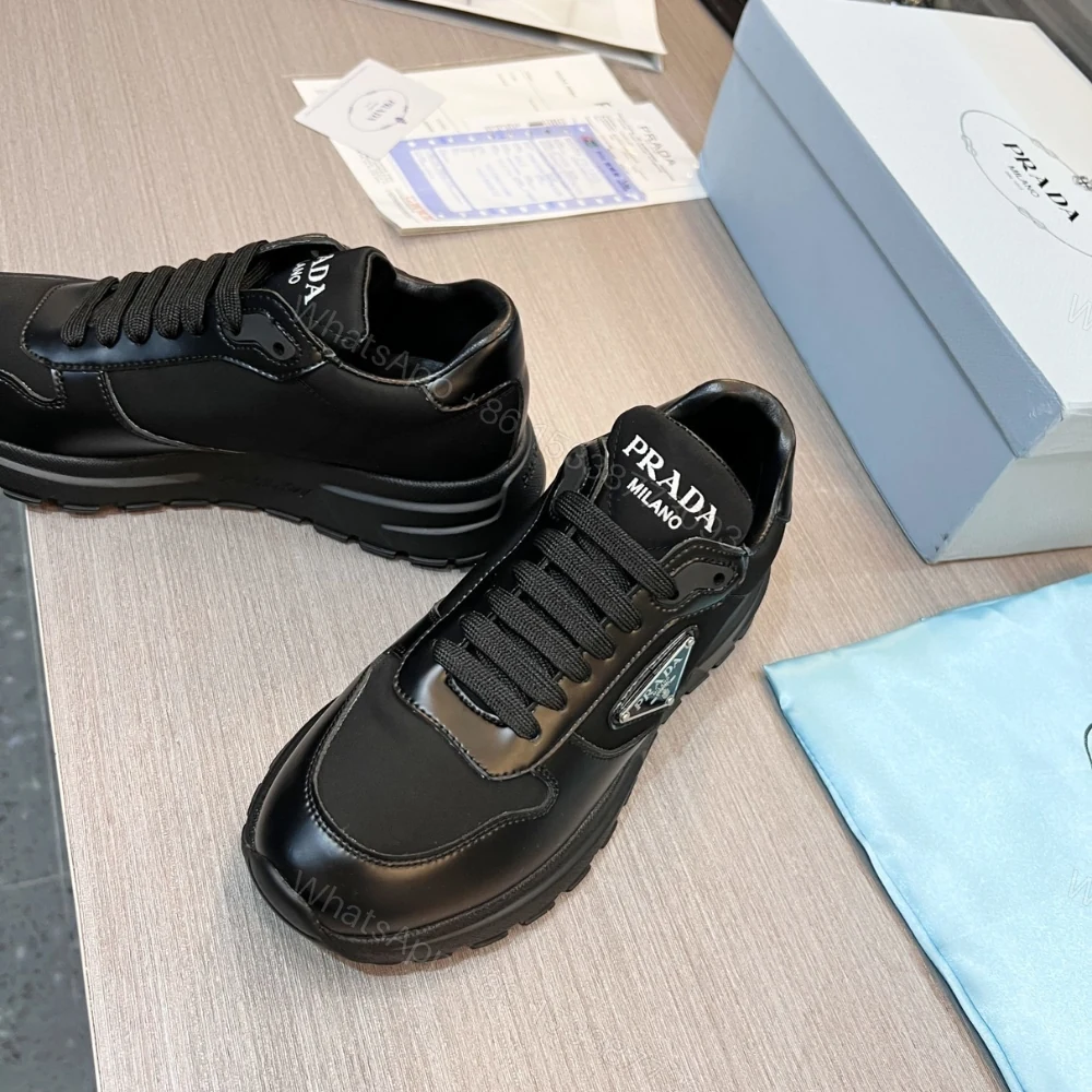 View 5 of Prada Prax 01 Re Nylon And Brushed Leather Sneaker Black 2EE369 3LF5 F0632 F G000