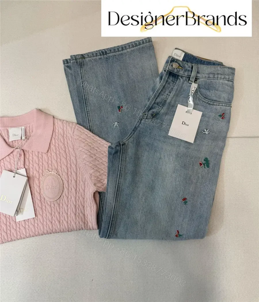 View 3 of Dior Light Blue Wide-Leg Embroidered Jeans