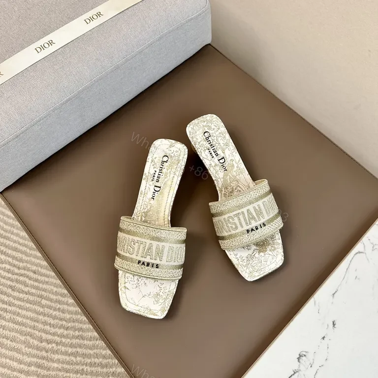 Chic Crystal-Embellished Slide Sandals with Dior-Style Straps — view 1