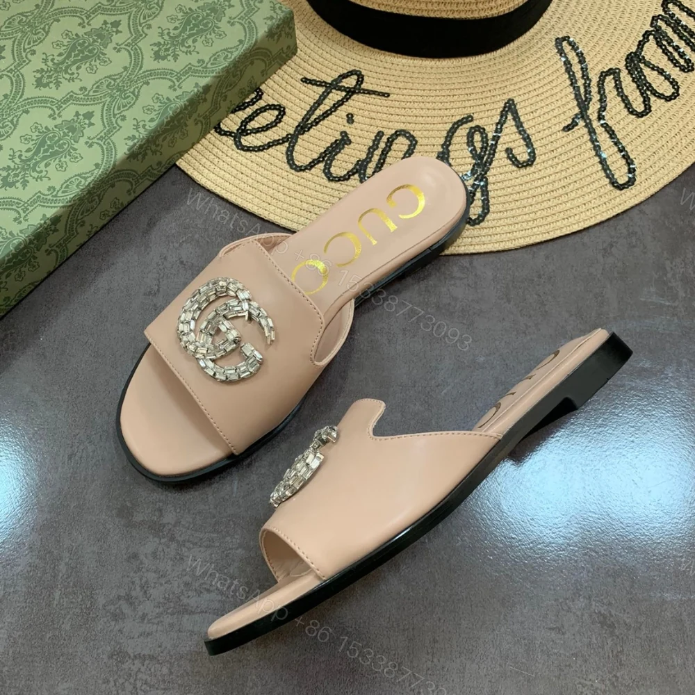 View 2 of Gucci Double G Slippers Beaded In Beige