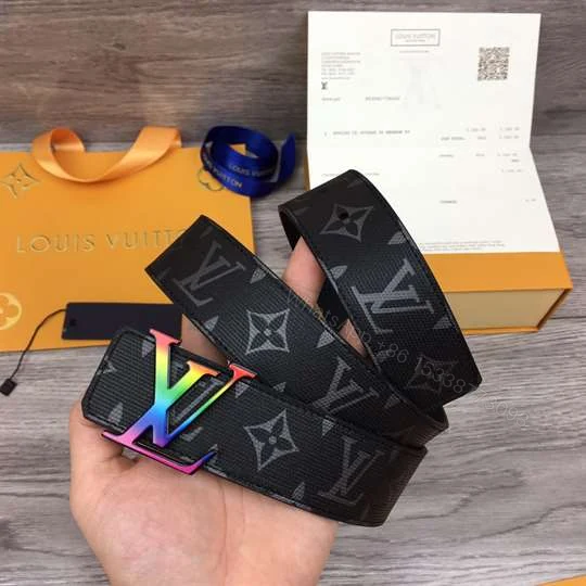 View 8 of LOUIS VUITTON LV INITIALES REVERSIBLE BELT MONOGRAM ECLIPSE TAIGA 40MM RAINBOW – B149