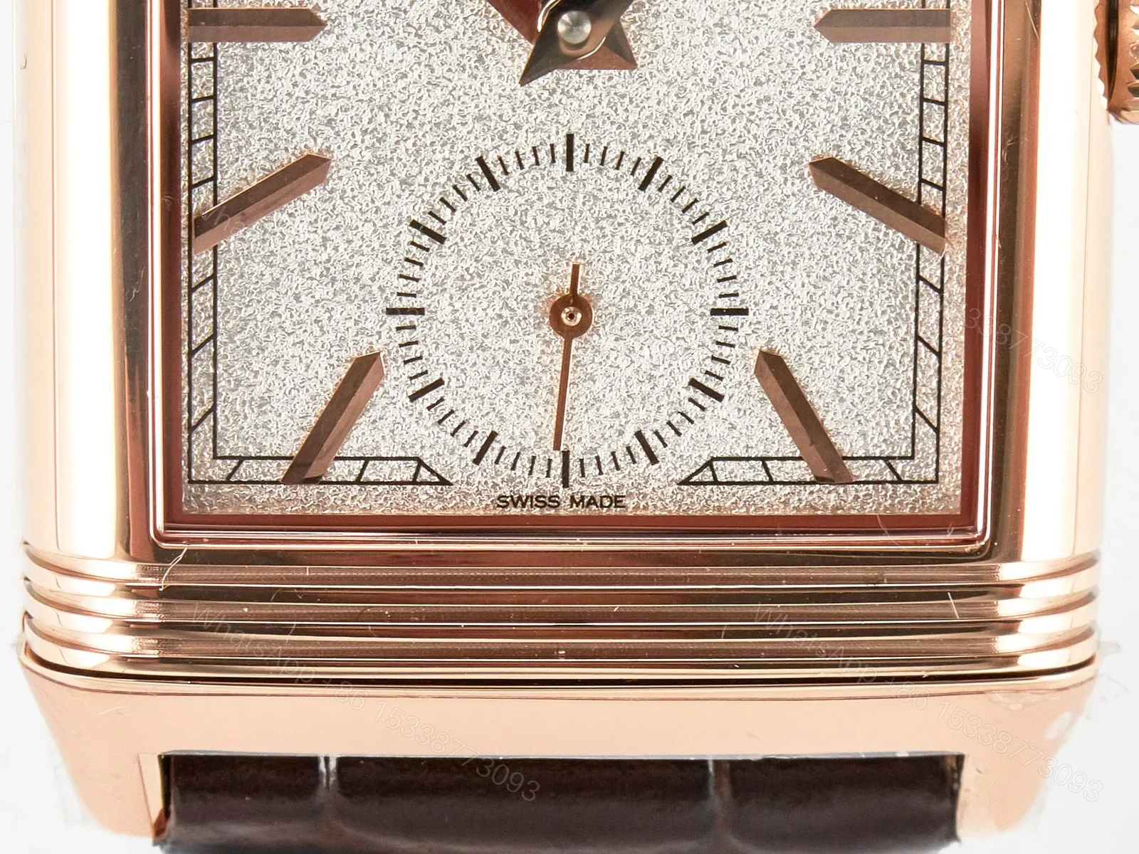 View 11 of Reverso Tribute Duoface Small Seconds RG MGF Best Edition White Spray Paint Dial on Black Leather Strap A854A