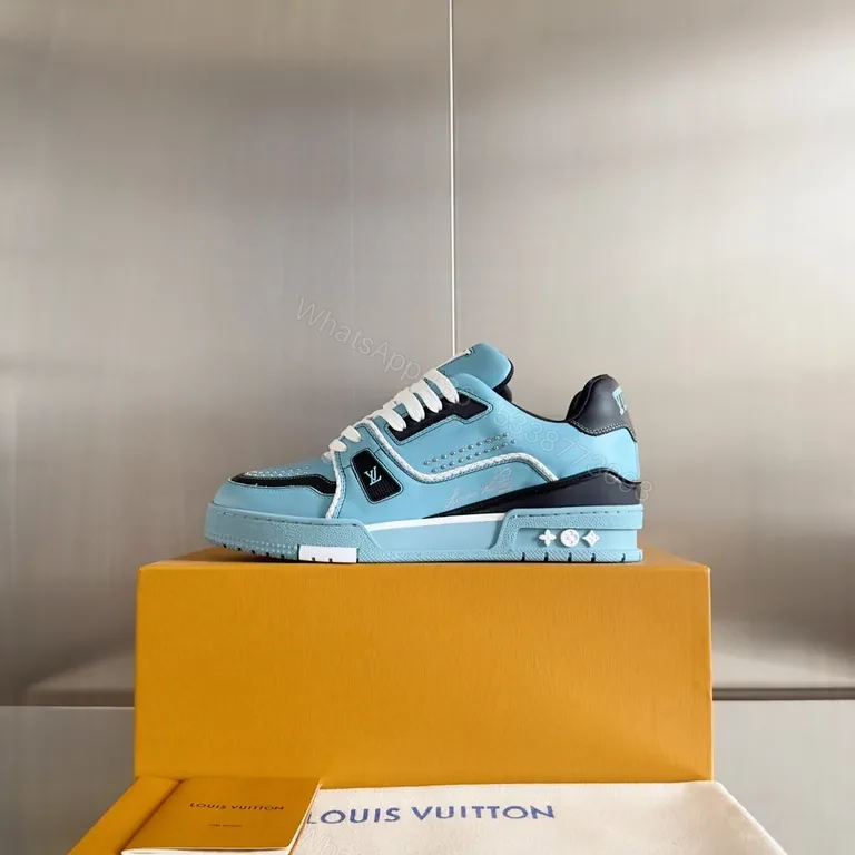 View 6 of Bright Sky Blue Luxury Sneaker with LV Touch Iconic Style