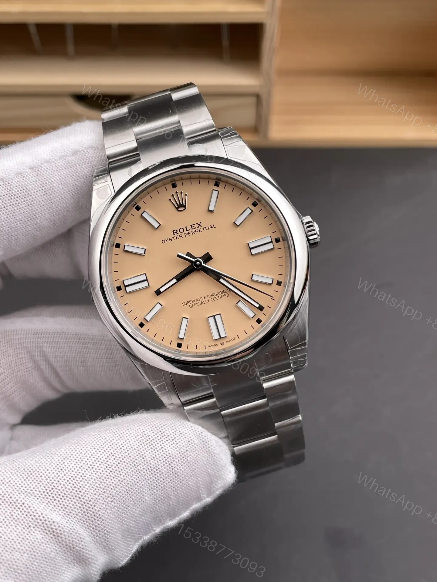 View 2 of Rolex Oyster Perpetual 41mm Khaki Yellow Dial Automatic Watch RLX-OP-41-KHAKI-YEL