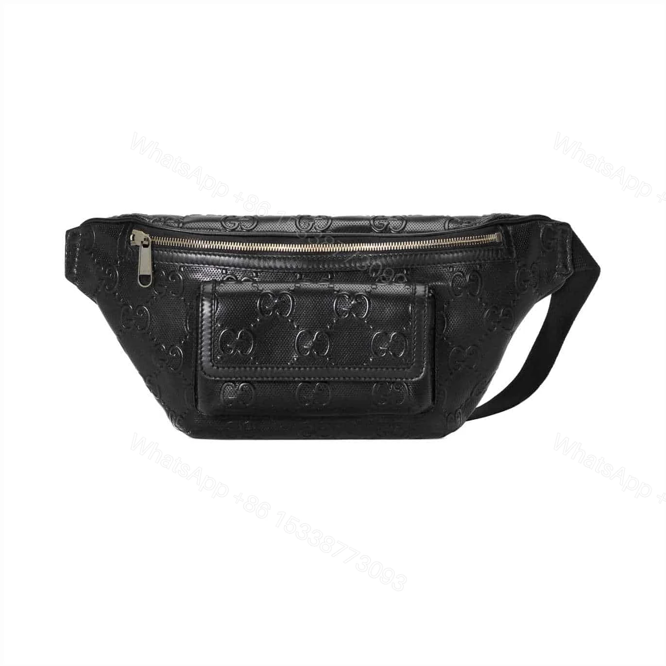 GG EMBOSSED BELT BAG IN BLACK GG EMBOSSED LEATHER – GBC14 — view 1
