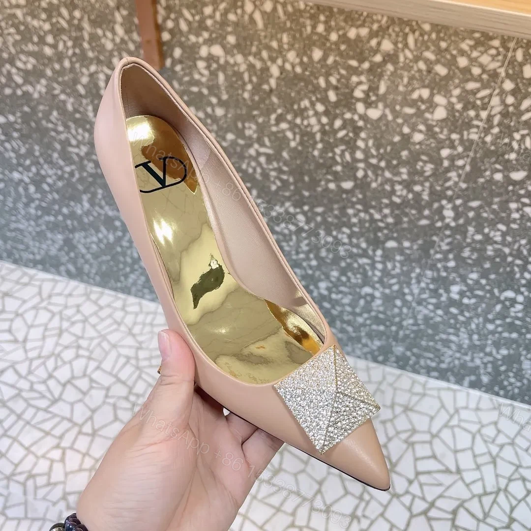 View 2 of Valentino Women Beige Leather Pointed Toe Pumps