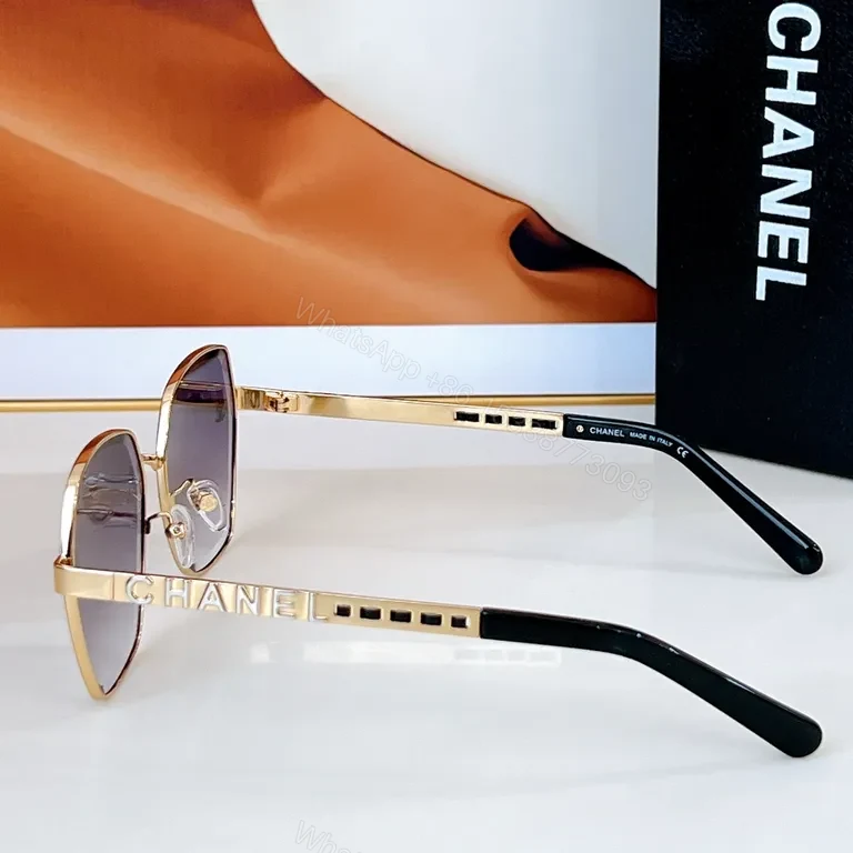 View 5 of Lux Chanel Square-Frame Sunglasses with Signature Details