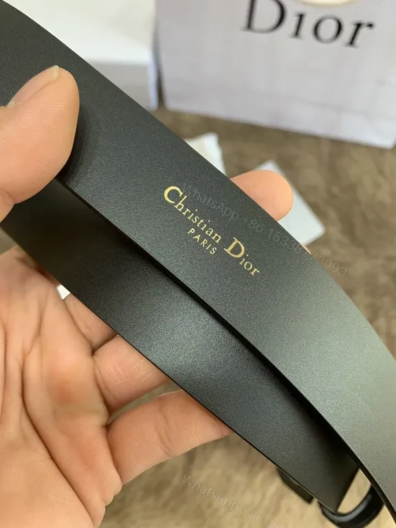 View 4 of Refined Black Leather Belt with Dior Interlock Buckle
