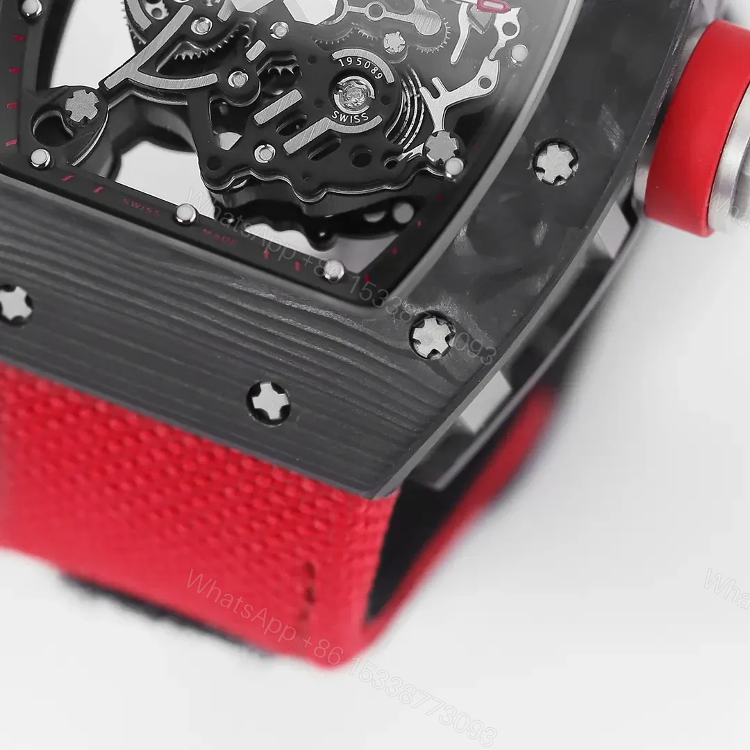 View 5 of RM Factory KU+ Carbon Fiber Watch, Red Strap, V5