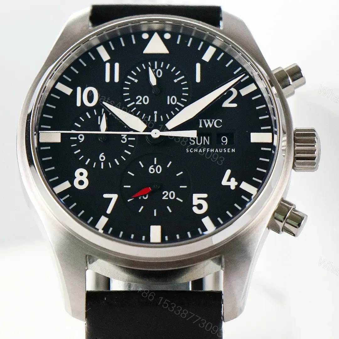 View 5 of IWC Black Pilot Chronograph Black Dial Leather Strap Ultimate 43MM IW3780031