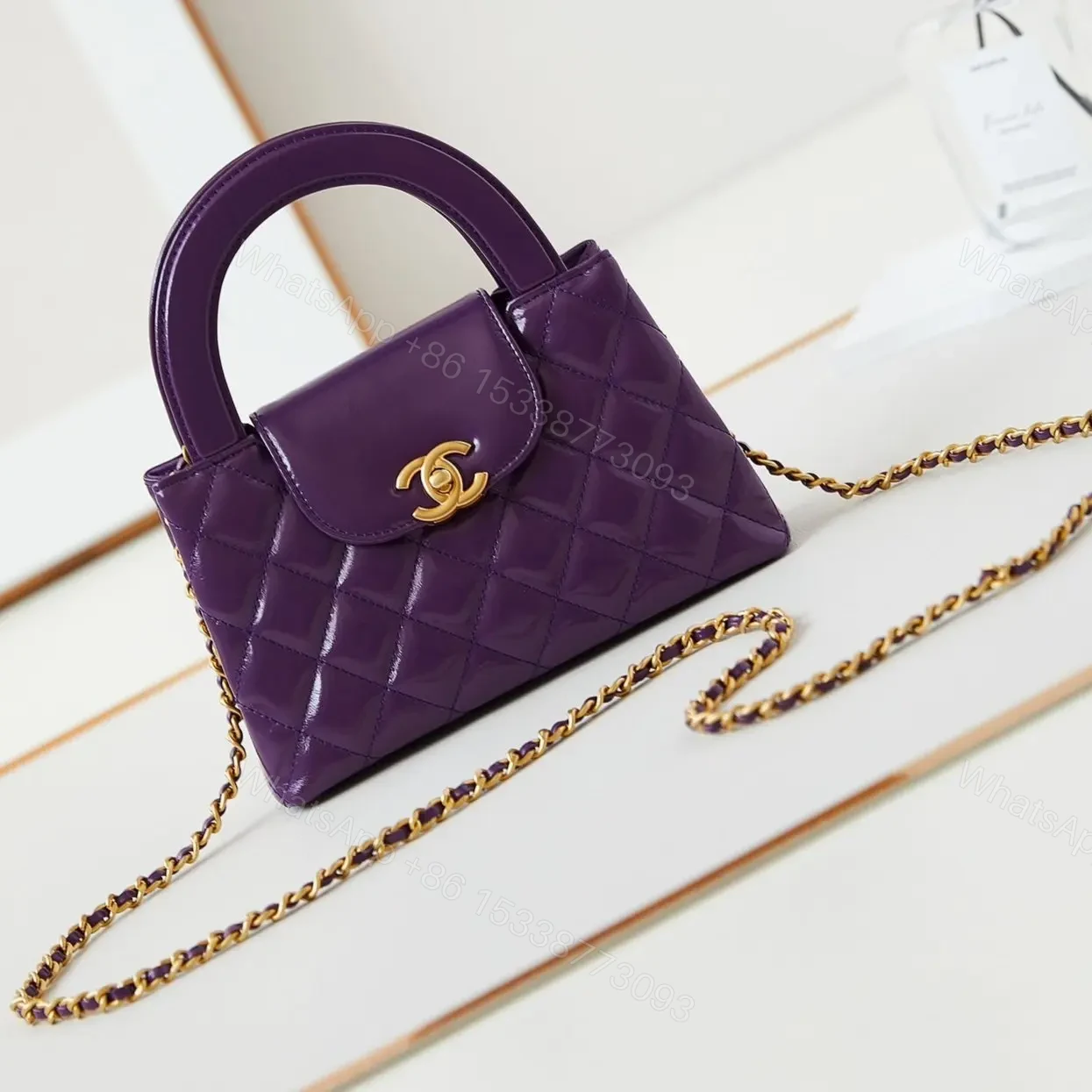 CHANEL KELLY MINI 19 BAG IN INDIGO PURPLE CALFSKIN — view 1