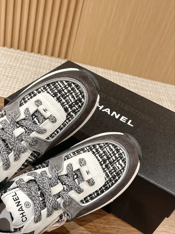 View 9 of Chanel-Inspired Knit & Leather Luxe Sneakers - All-Day Comfort