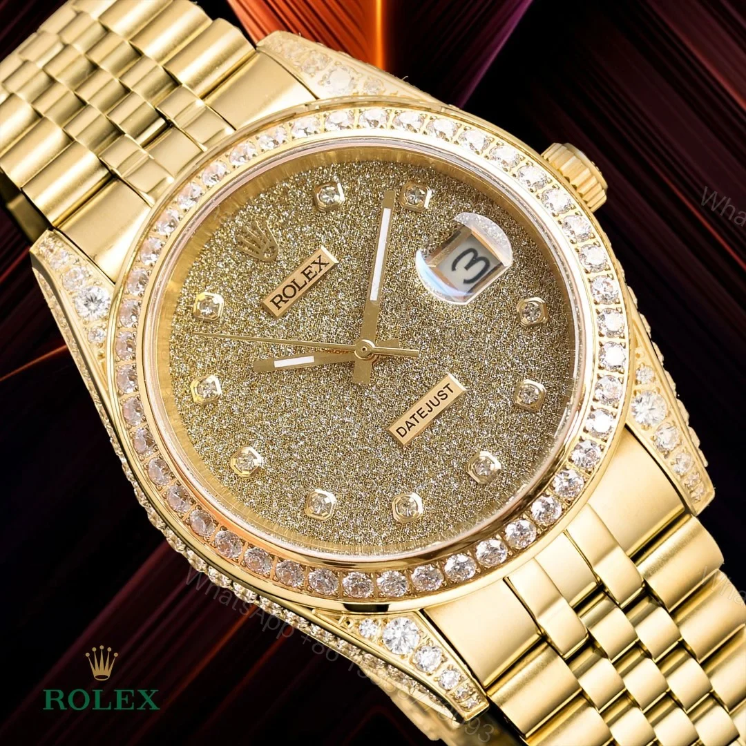 View 5 of Rolex Datejust Gold Diamond Replica 41MM Premium Full Pavé Bracelet RG-ROLEX-DATEJUST-GOLD-DIAMOND-41