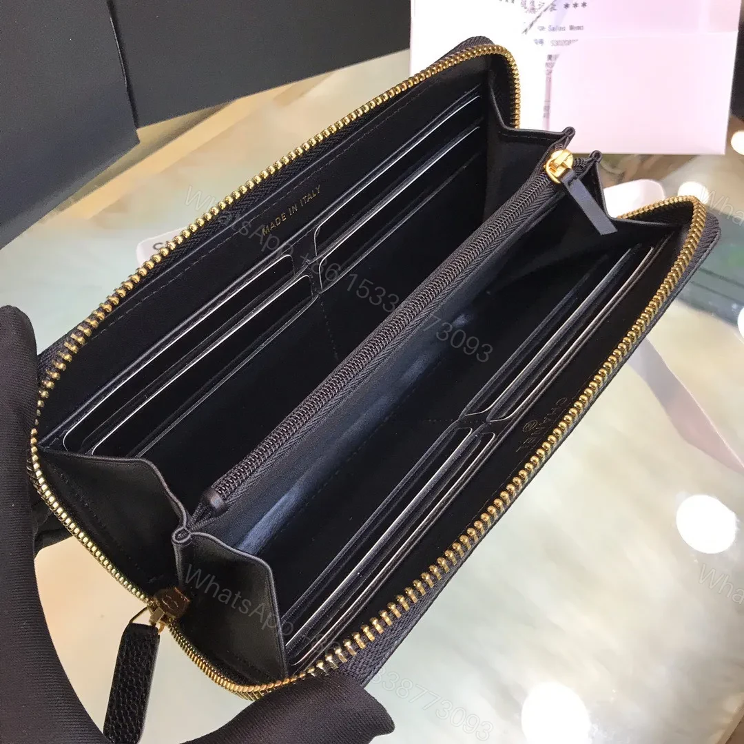View 3 of Chanel Wallet Black Grained Leather Gold Lock 19×10.5cm
