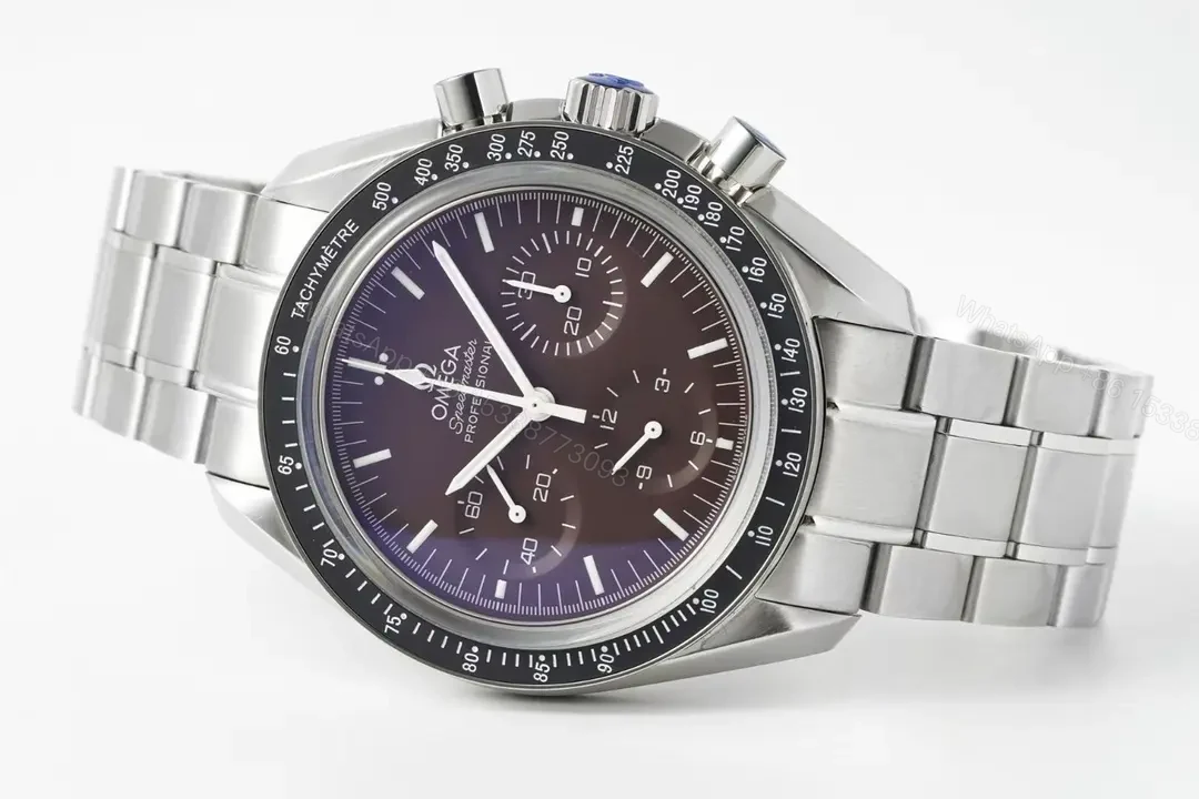 View 5 of Omega Speedmaster Chronograph Men’s Watch Automatic Movement 9300 Burgundy Dial Double Domed Sapphire Crystal Exceptional Water Resistance 44mm Case