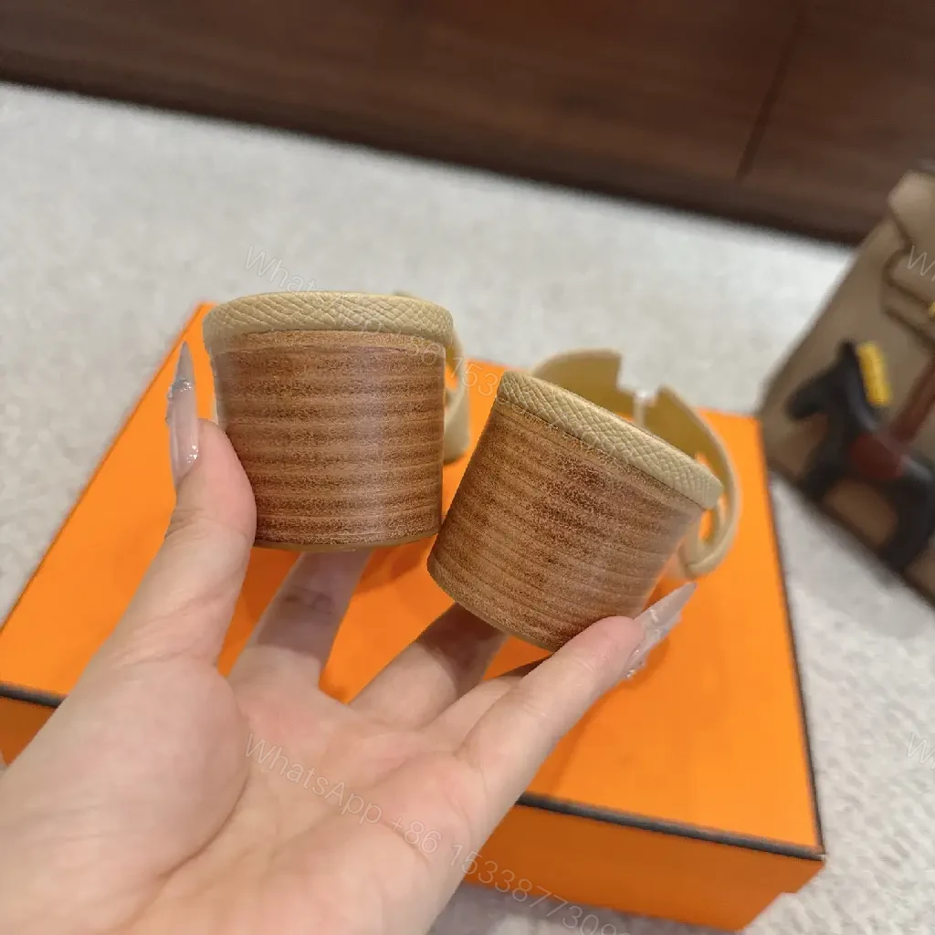 View 6 of Beige Suede Hermès-Style H Sandals Slide Comfort
