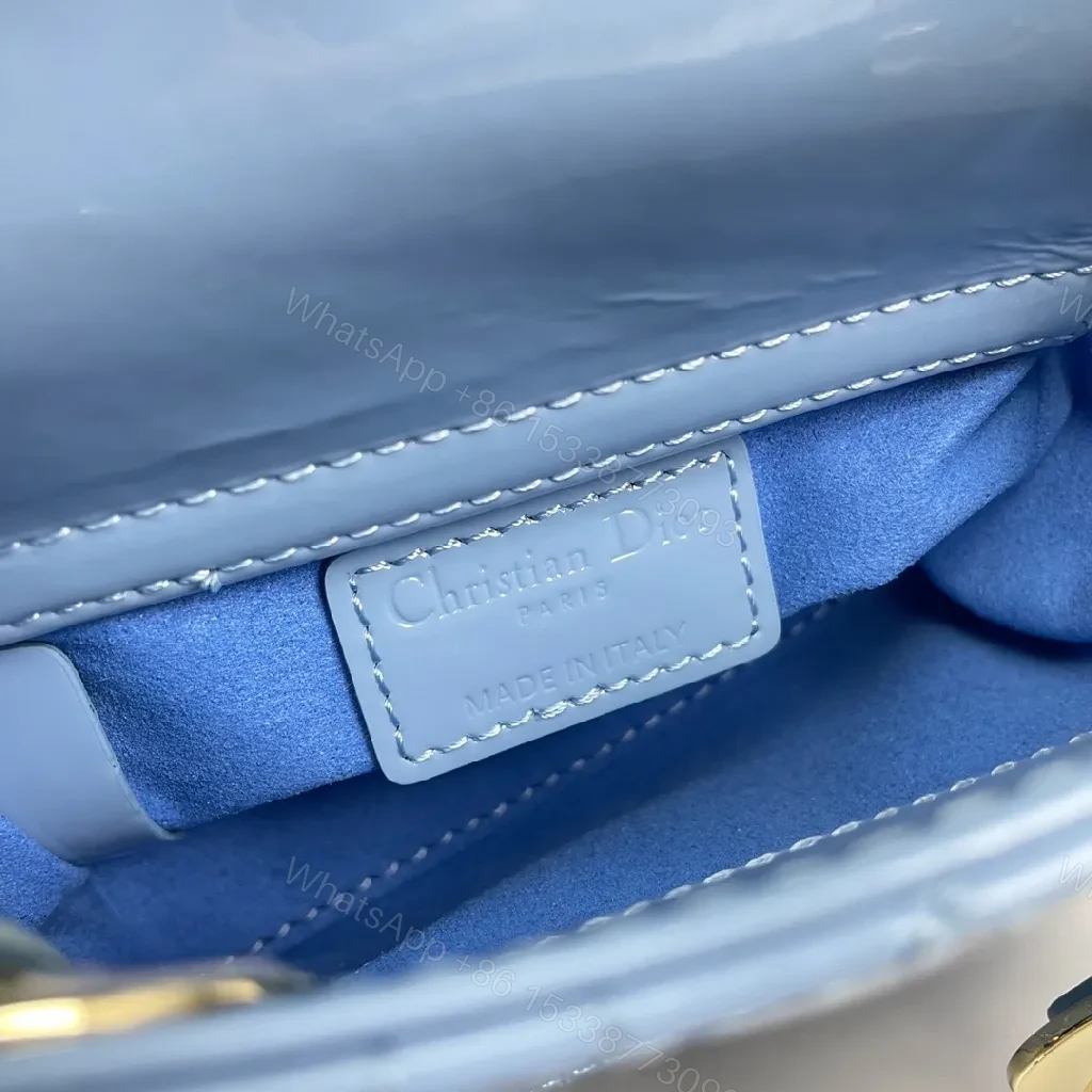 View 6 of Blue Quilted Mini Bag - Calf Leather, Crossbody/Top Handle, Magnetic Closure