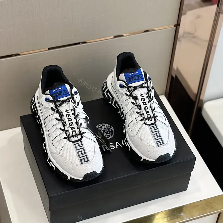 View 5 of White Leather Versace High-Top Sneaker: Bold Luxury Comfort