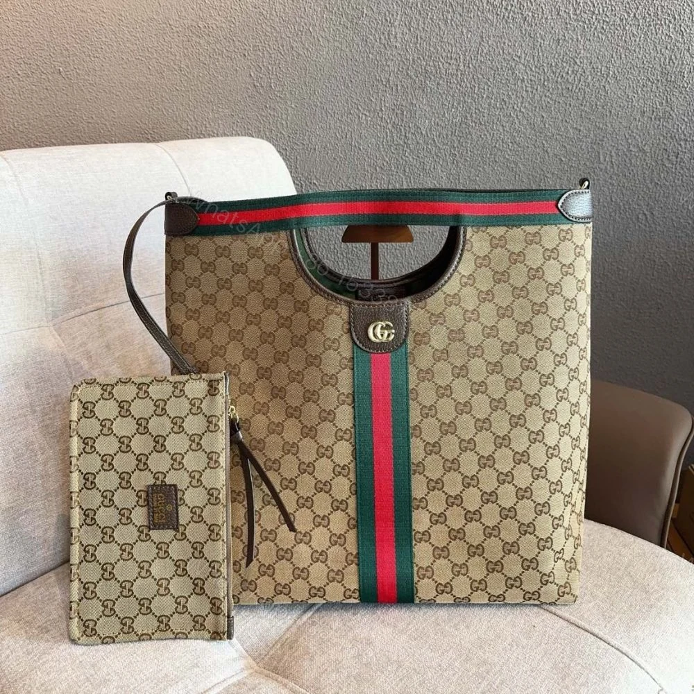 View 8 of Gucci Giglio large tote bag Beige and Brown GG canvas 36Cm
