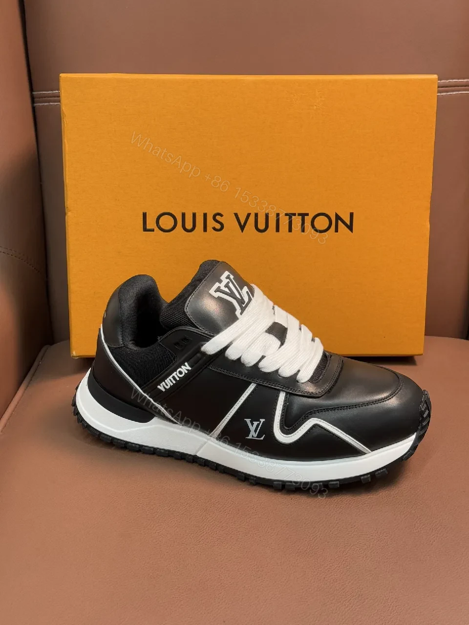 View 8 of Bold Contrast Leather Sneakers - High-Top Luxury Comfort