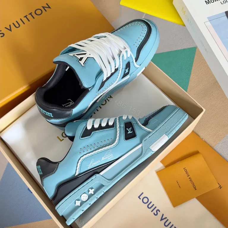 View 8 of Bright Sky Blue Luxury Sneaker with LV Touch Iconic Style