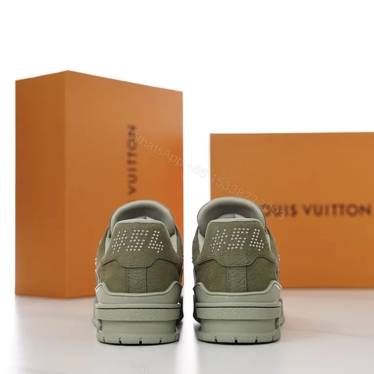 View 4 of Olive Allure: Luxe Everyday Trainer with LV Detail