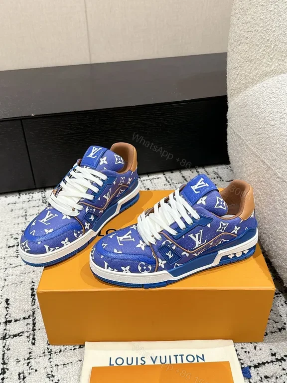 View 9 of Bold Electric Blue LV-Style Monogram High-Tops: All-Day Comfort