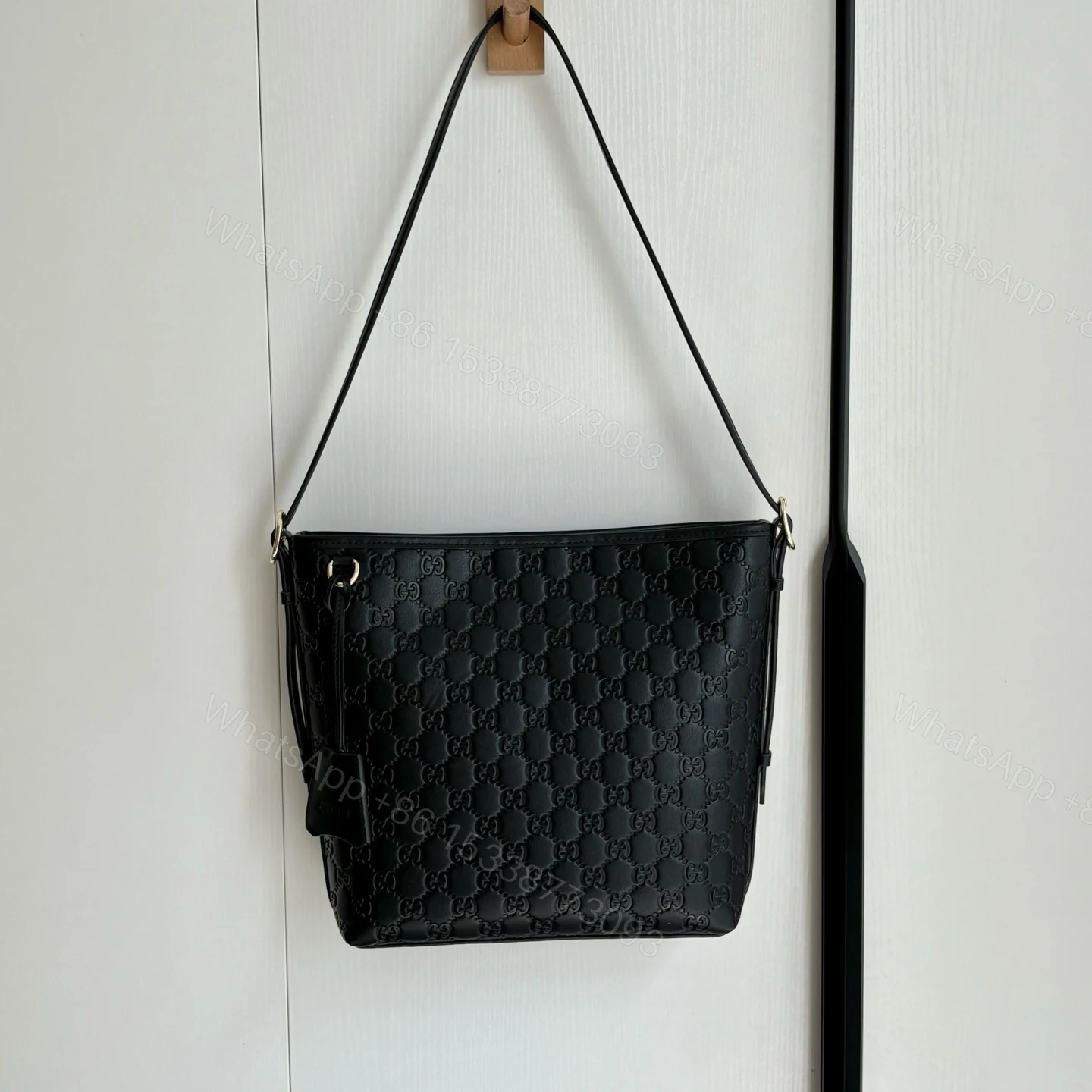 View 7 of Gucci Gg Emblem Small Shoulder Bag In Black Gg 26Cm