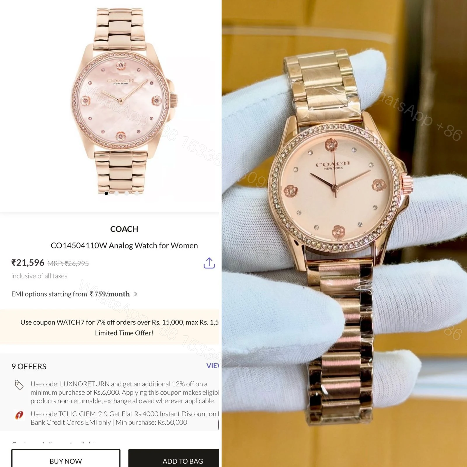 First Copy Coach Greyson Gold Watch — view 1
