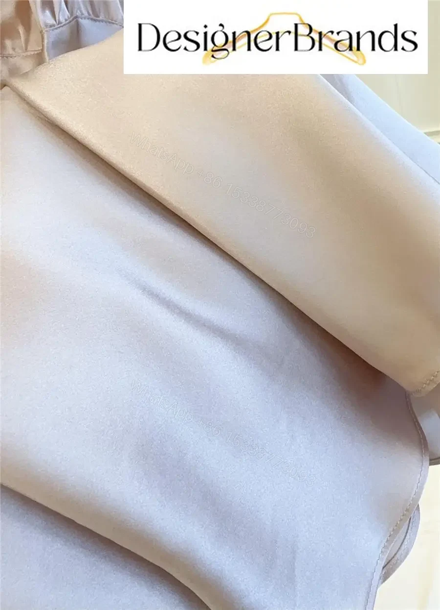 View 10 of Chloe Pale Pink Silk Satin Maxi Dress with Lace Trim