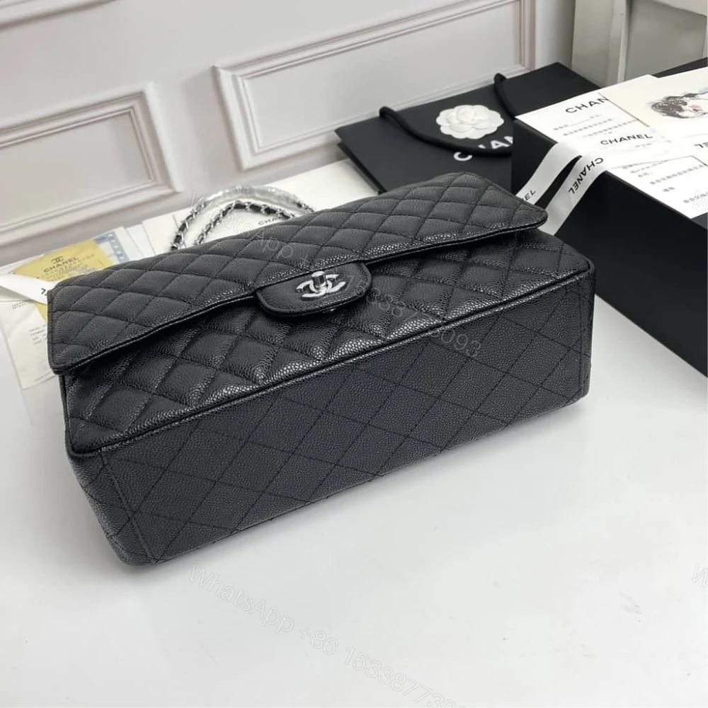 View 4 of Chanel Maxi Classic Handbag Sliver Hardware Black 33Cm