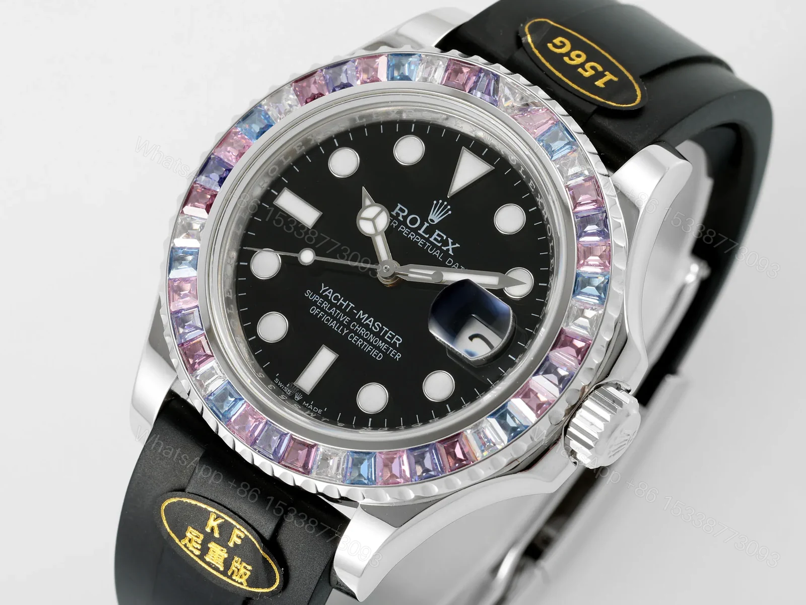 View 3 of WWF Factory Clean Factory Rolex Yacht-Master Black with Gem Bezel