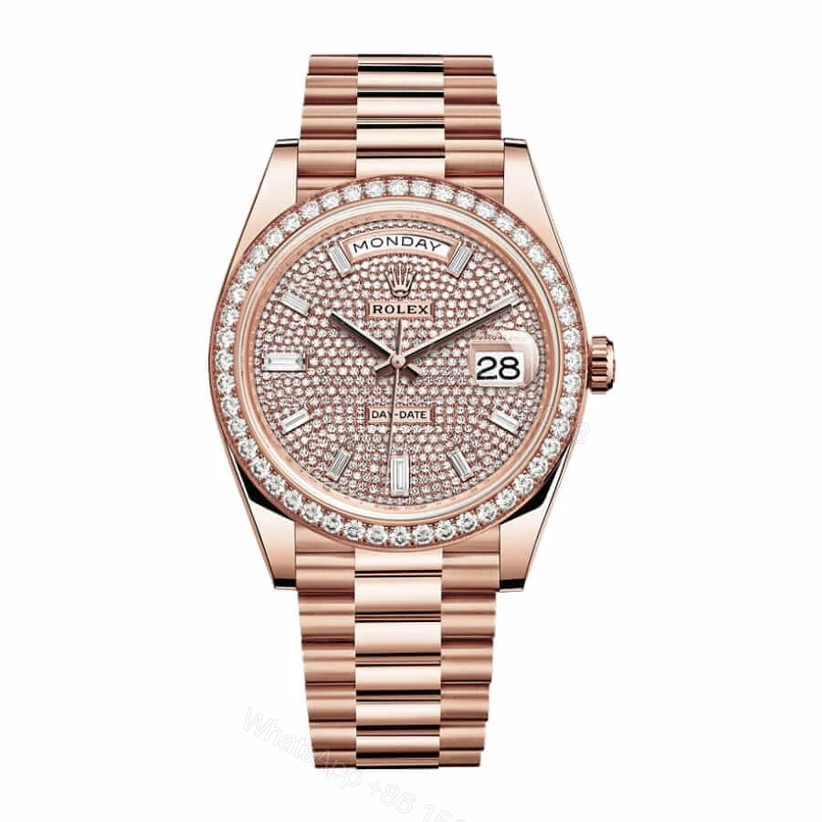 Rolex Day-Date 228345RBR Super Clone : 40mm Everose Gold Diamond Roman Bezel President — view 1