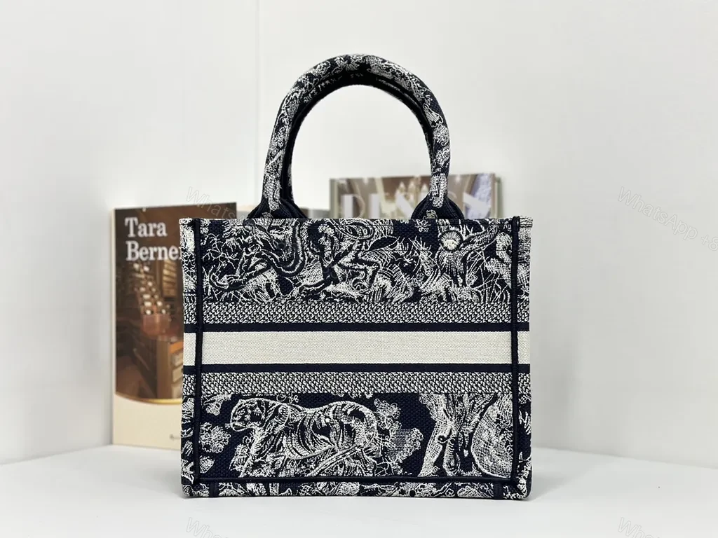 View 6 of Structured Patterned Tote â€“ Dior-Inspired Graphic, Everyday Luxury Tote