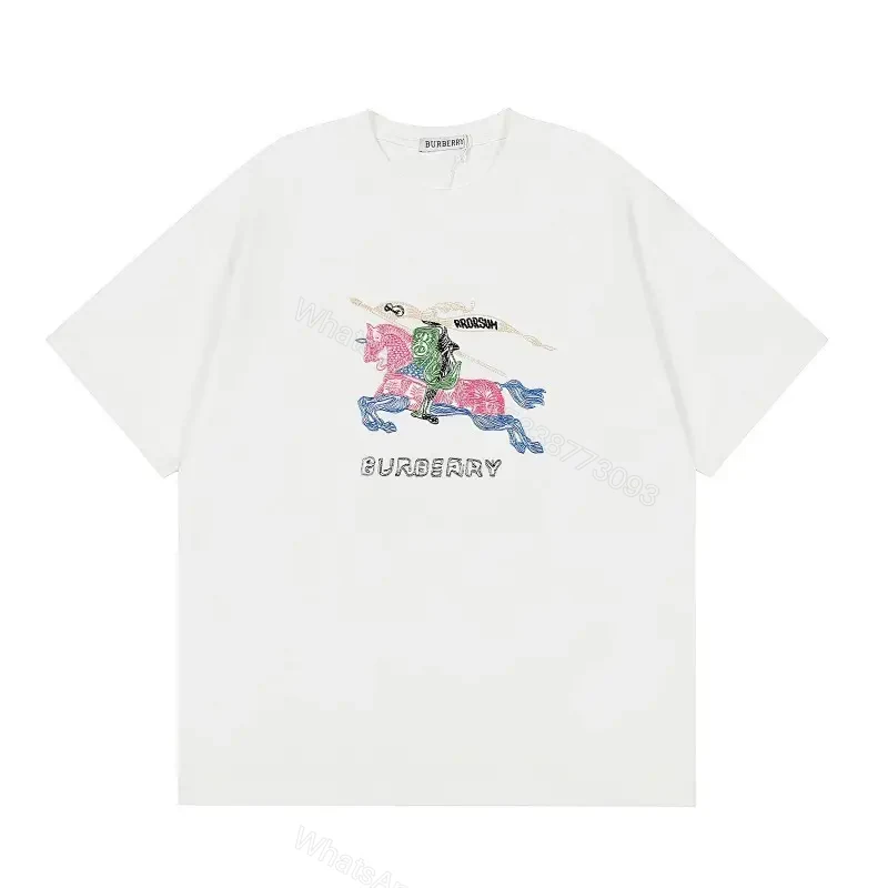 White Cotton Graphic Tee: Embroidered Horse, Modern Luxe Comfort — view 1